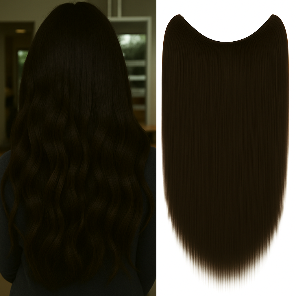 Extensiones de Cabello Castaña Oscura – Cortina Semi-Natural 80/20
