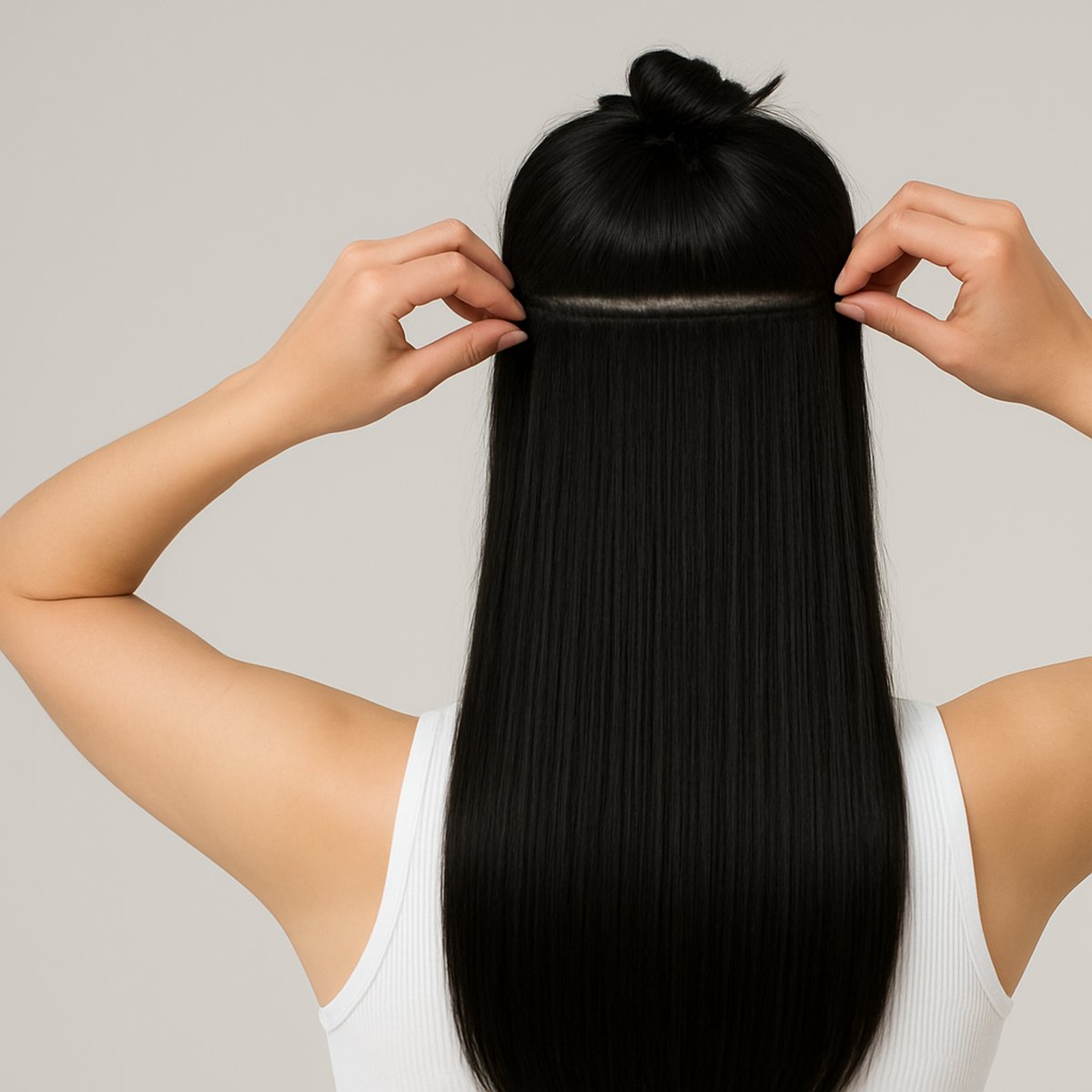 Extensiones de Cabello Negra – Cortina Semi-Natural 80/20