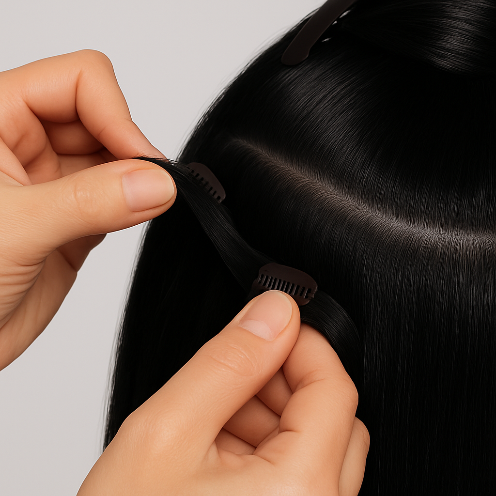Extensiones de Cabello Negra – Cortina Semi-Natural 80/20