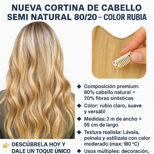 Extensiones de Cabello Rubia – Cortina Semi-Natural 80/20