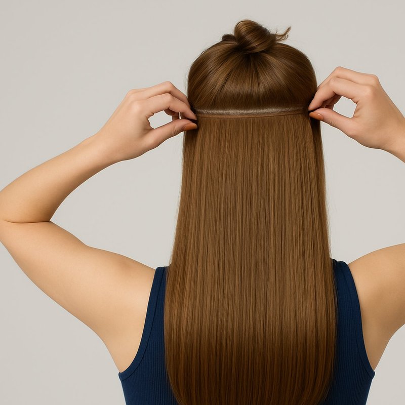 Extensiones de Cabello Castaña Clara – Cortina Semi-Natural 80/20