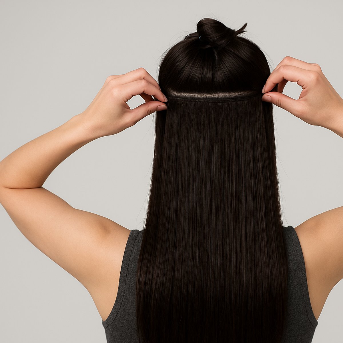 Extensiones de Cabello Castaña Oscura – Cortina Semi-Natural 80/20