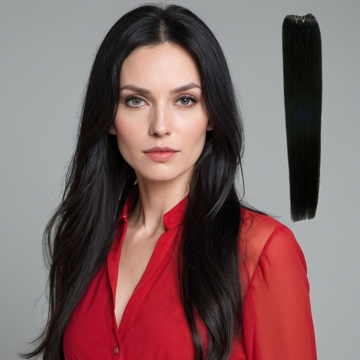 Extensiones de Cabello Negra – Cortina Semi-Natural 80/20